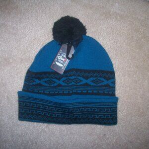 Winter Beanie Hat Warm Knit Hat Men's Blue Vector Knit Slouchy Skater Ski Hike